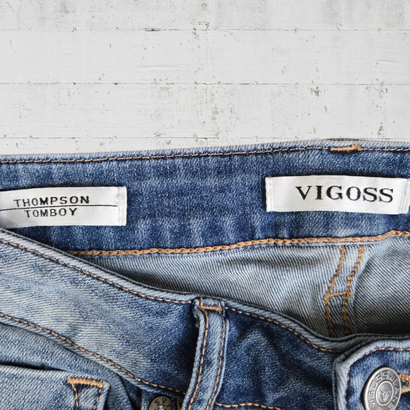 Vigoss Medium Wash Distressed Casual Edgy Thompson Tomboy Skinny Jeans Size 27 - Picture 4 of 7